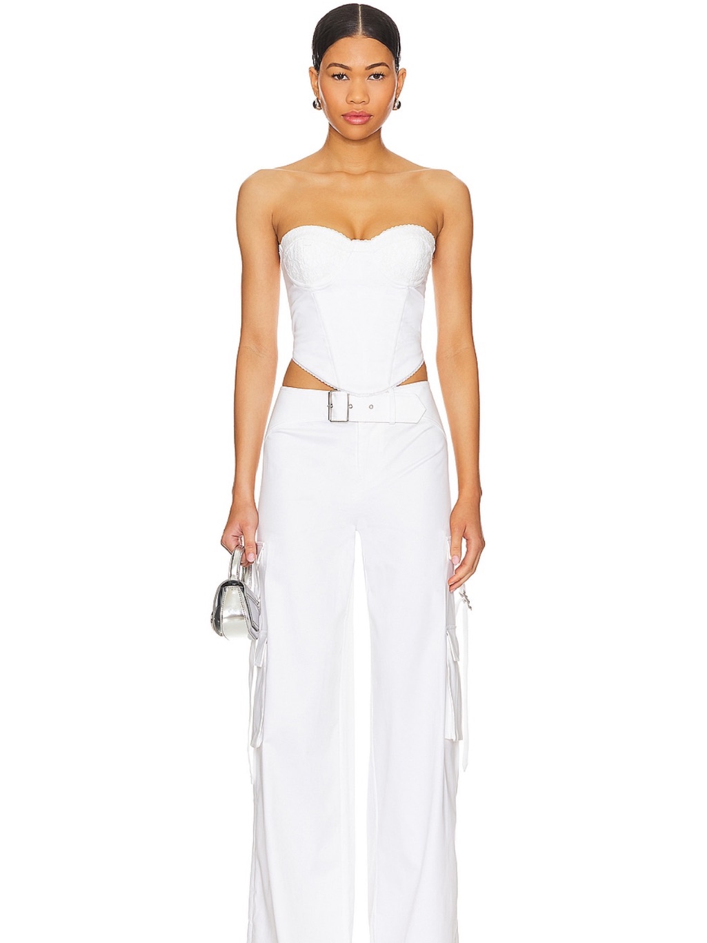 Camila Coelho White Coconut Grove Wide-Leg Cargo Pants